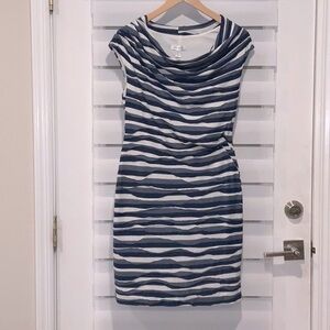 Dress barn blue and white striped dress size 8 petite